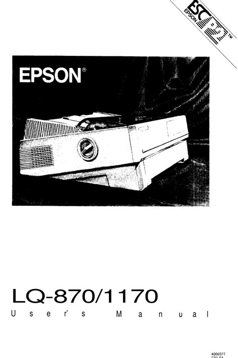 Epson 1170 II Manual pdf